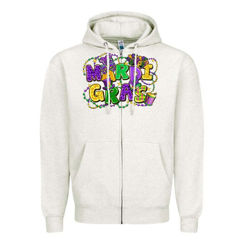 Mardi Gras Zipper Hoodie by FaDigitalArtStudio | Teevron