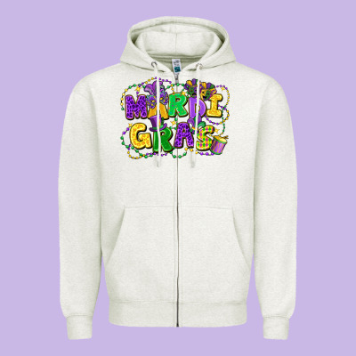 Mardi Gras Zipper Hoodie Designed By Fadigitalartstudio