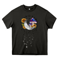 Asphalt moon and mushrooms with sunflower Heavy Core Tee - MaliasSmallBusiness