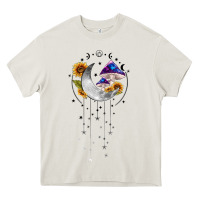 Moon And Mushrooms With Sunflower Heavy Core Tee | Teevron