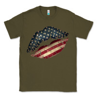 Army Green Vintage American Flag Lips Classic Tee - Bettercallsaul