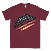 Burgundy Vintage American Flag Lips Classic Tee - Bettercallsaul