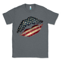 Charcoal Heather Vintage American Flag Lips Classic Tee - Bettercallsaul