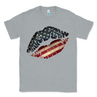 Heather Grey Vintage American Flag Lips Classic Tee - Bettercallsaul