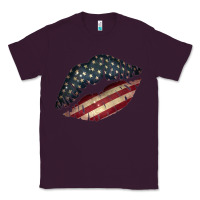 Plum Vintage American Flag Lips Classic Tee - Bettercallsaul