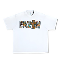 White faith cross Urban Heavy Tee - JahusDesignShop