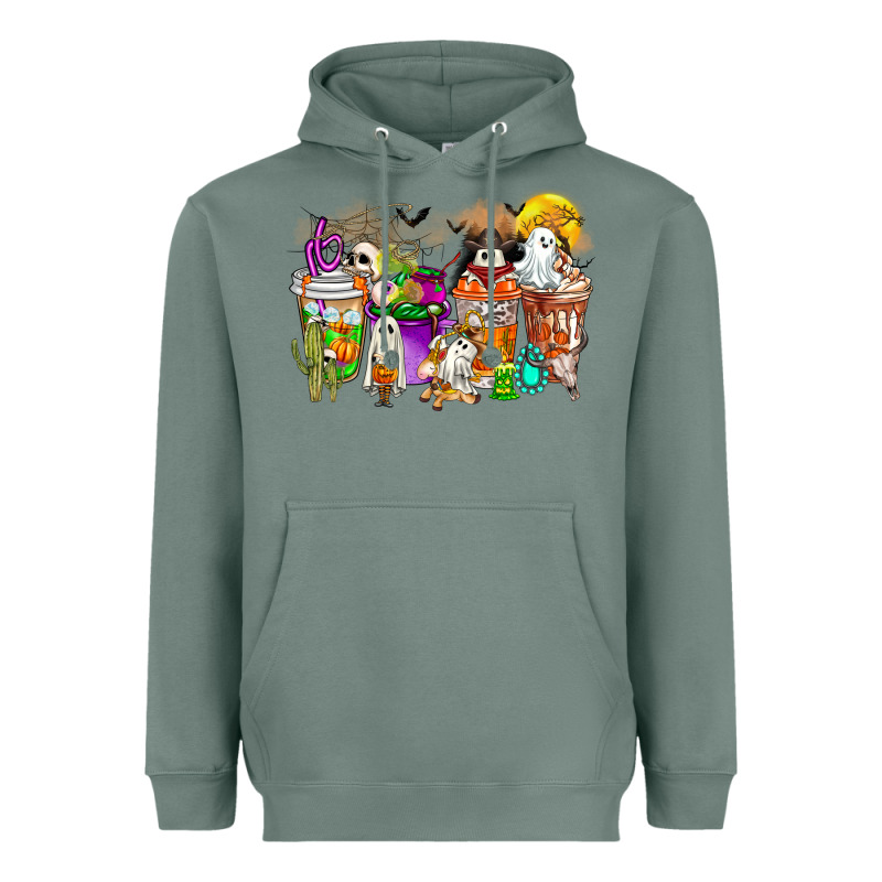 Halloween Western Boo Coffee Cups Heavyweight Hoodie by CowhideDigitalArt | Teevron
