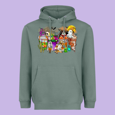 Halloween Western Boo Coffee Cups Heavyweight Hoodie Designed By Cowhidedigitalart