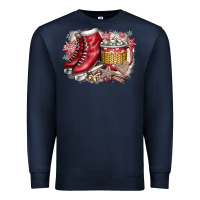 Navy Christmas Ice Skating Premium Sweatshirt - CowhideDigitalArt