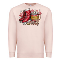 Pale Pink Christmas Ice Skating Premium Sweatshirt - CowhideDigitalArt