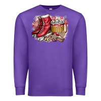 Purple Christmas Ice Skating Premium Sweatshirt - CowhideDigitalArt