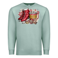 Seafoam Christmas Ice Skating Premium Sweatshirt - CowhideDigitalArt