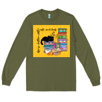 Army Green life is better with cats and books Long Sleeve Tee - TumblerDesignByShophia