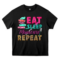 Black eat sleep manicure repeat Heavy Core Tee - NancyCooperArtShop