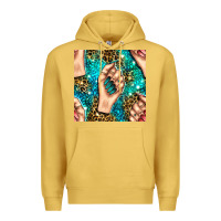 Antique Gold nail art with leopard and turquoise  gemstone seamless pattern bbs Premium Hoodie - BundleAndBundleShop