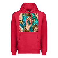 Cardinal nail art with leopard and turquoise  gemstone seamless pattern bbs Premium Hoodie - BundleAndBundleShop