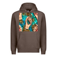 Coffee nail art with leopard and turquoise  gemstone seamless pattern bbs Premium Hoodie - BundleAndBundleShop