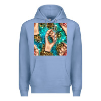 Colony Blue nail art with leopard and turquoise  gemstone seamless pattern bbs Premium Hoodie - BundleAndBundleShop