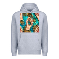 Heather Grey nail art with leopard and turquoise  gemstone seamless pattern bbs Premium Hoodie - BundleAndBundleShop