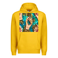Lemon nail art with leopard and turquoise  gemstone seamless pattern bbs Premium Hoodie - BundleAndBundleShop