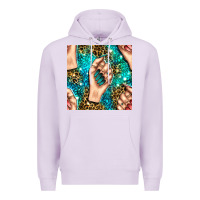 Lilac nail art with leopard and turquoise  gemstone seamless pattern bbs Premium Hoodie - BundleAndBundleShop