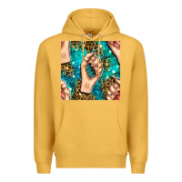 Mustard nail art with leopard and turquoise  gemstone seamless pattern bbs Premium Hoodie - BundleAndBundleShop