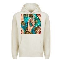 Oatmeal Heather nail art with leopard and turquoise  gemstone seamless pattern bbs Premium Hoodie - BundleAndBundleShop