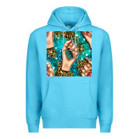 Ocean Blue nail art with leopard and turquoise  gemstone seamless pattern bbs Premium Hoodie - BundleAndBundleShop
