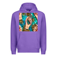 Purple nail art with leopard and turquoise  gemstone seamless pattern bbs Premium Hoodie - BundleAndBundleShop