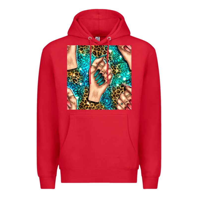 Nail Art With Leopard And Turquoise  Gemstone Seamless Pattern Bbs Premium Hoodie by BundleAndBundleShop | Teevron