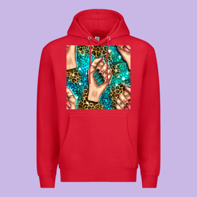 Nail Art With Leopard And Turquoise  Gemstone Seamless Pattern Bbs Premium Hoodie Designed By Bundleandbundleshop