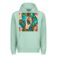 Seafoam nail art with leopard and turquoise  gemstone seamless pattern bbs Premium Hoodie - BundleAndBundleShop