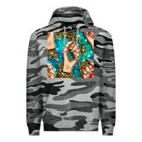 Slate Camo nail art with leopard and turquoise  gemstone seamless pattern bbs Premium Hoodie - BundleAndBundleShop