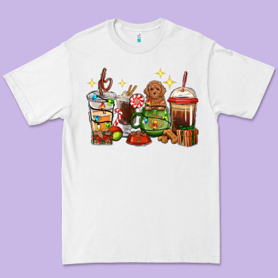 Christmas Coffee Cups With Poodle Premium Tee Designed By Ranaportraitstore