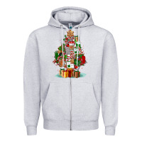 Heather Grey nurse christmas tree Zipper Hoodie - FaDigitalArtStudio
