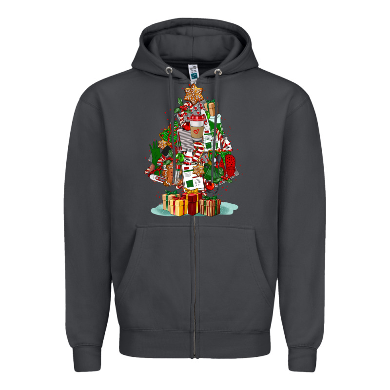 Nurse Christmas Tree Zipper Hoodie by FaDigitalArtStudio | Teevron