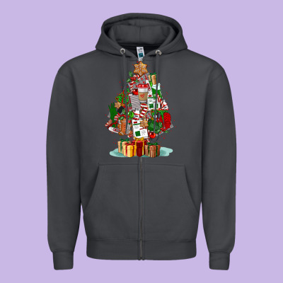 Nurse Christmas Tree Zipper Hoodie Designed By Fadigitalartstudio