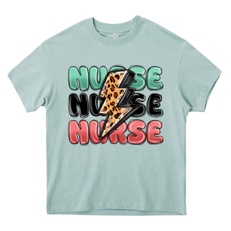 Nurse Leopard Lightning Bolt Heavy Core Tee by MaliasSmallBusiness | Teevron