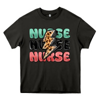 Asphalt nurse leopard lightning bolt Heavy Core Tee - MaliasSmallBusiness