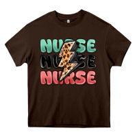 Chocolate Brown nurse leopard lightning bolt Heavy Core Tee - MaliasSmallBusiness