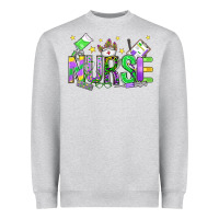 Heather Grey mardi gras nurse Heavyweight Sweatshirt - OliviaCreatesArt