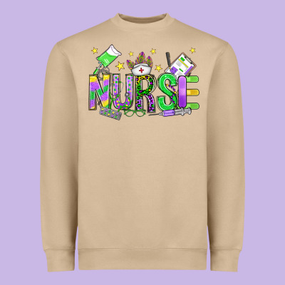 Mardi Gras Nurse Heavyweight Sweatshirt Designed By Oliviacreatesart