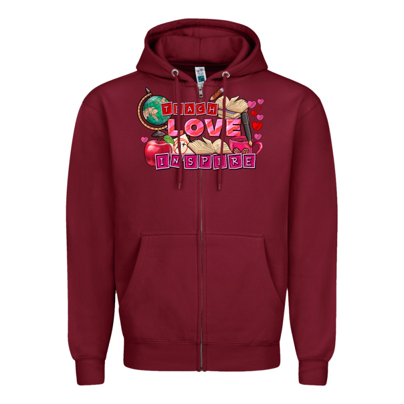 Valentine's Day Teach Love Inspire Zipper Hoodie by FaDigitalArtStudio | Teevron