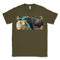 Army Green Charolais and black angus bull with sunflower and leopard Classic Tee - RanaPortraitStore