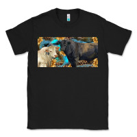 Black Charolais and black angus bull with sunflower and leopard Classic Tee - RanaPortraitStore