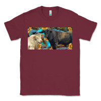 Burgundy Charolais and black angus bull with sunflower and leopard Classic Tee - RanaPortraitStore