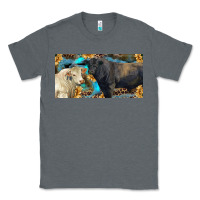 Charcoal Heather Charolais and black angus bull with sunflower and leopard Classic Tee - RanaPortraitStore