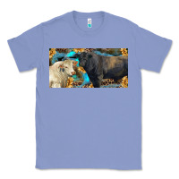 Colony Blue Charolais and black angus bull with sunflower and leopard Classic Tee - RanaPortraitStore