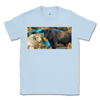 Dusty Blue Charolais and black angus bull with sunflower and leopard Classic Tee - RanaPortraitStore