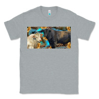 Heather Grey Charolais and black angus bull with sunflower and leopard Classic Tee - RanaPortraitStore